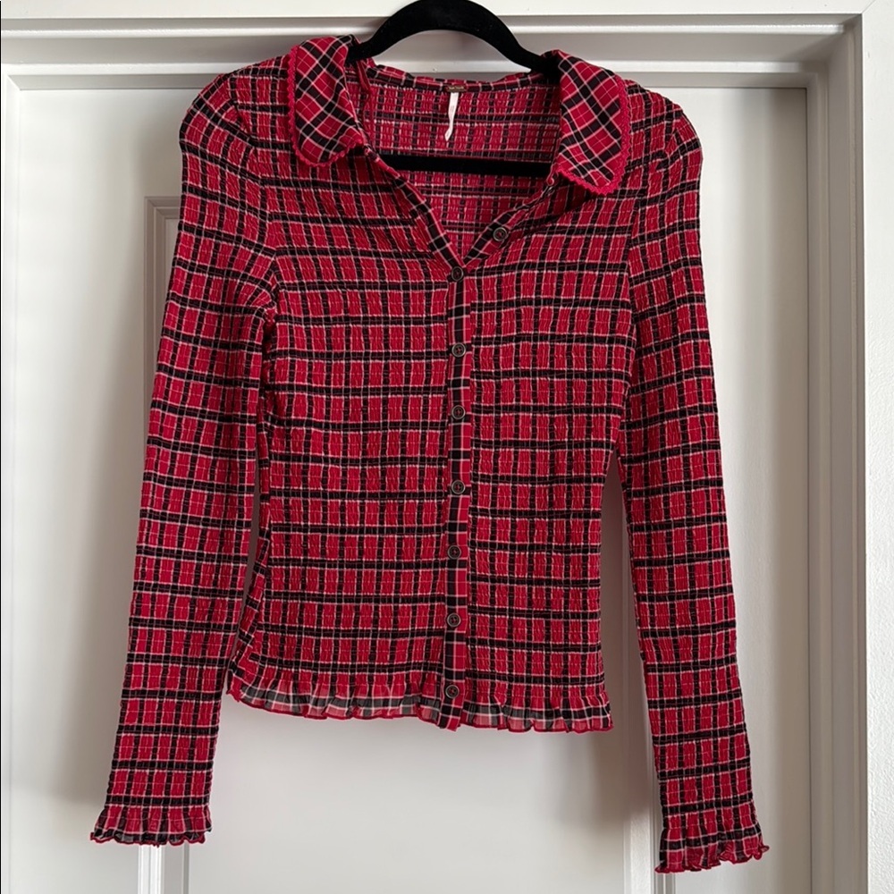 Free People Caught a Feeling Top | Size Small | Red Combo - Picture 2 of 8